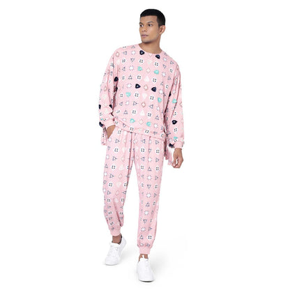 PS Men by Payal Singhal Pink Oversized Top with Jogger Pant - Set of 2
