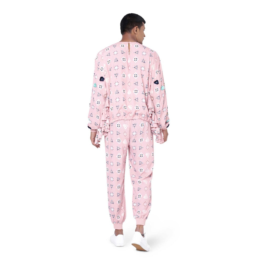PS Men by Payal Singhal Pink Oversized Top with Jogger Pant - Set of 2