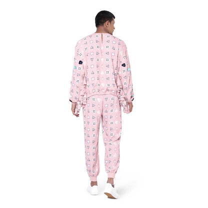 PS Men by Payal Singhal Pink Oversized Top with Jogger Pant - Set of 2