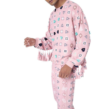 PS Men by Payal Singhal Pink Oversized Top with Jogger Pant - Set of 2