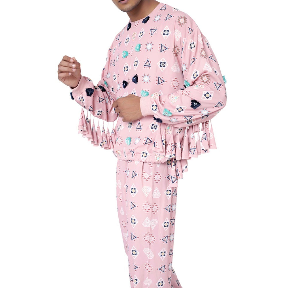 PS Men by Payal Singhal Pink Oversized Top with Jogger Pant - Set of 2