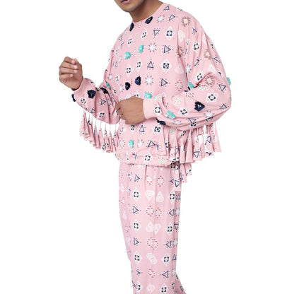 PS Men by Payal Singhal Pink Oversized Top with Jogger Pant - Set of 2
