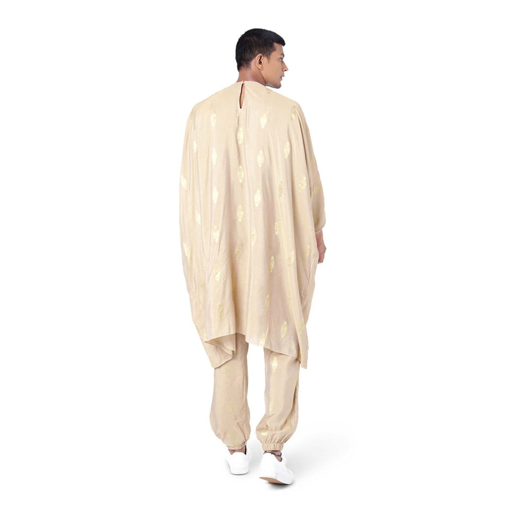 PS Men by Payal Singhal Brocade Oversized Kaftaan Top with Jogger Pant - Set of 2