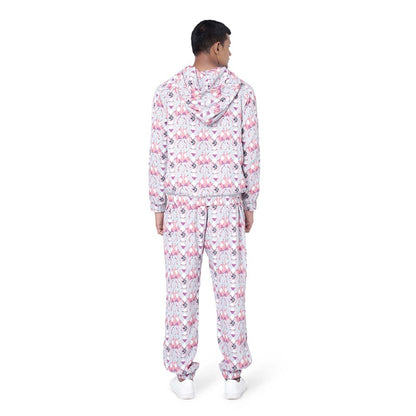 PS Men by Payal Singhal Grey Printed Art Crepe Bomber Jacket with Jogger Pant - Set of 2