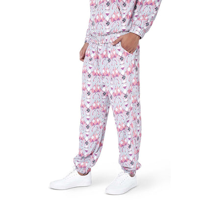 PS Men by Payal Singhal Grey Printed Art Crepe Bomber Jacket with Jogger Pant - Set of 2