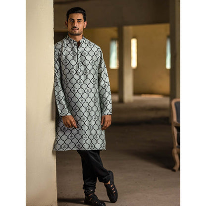 PS Men by Payal Singhal Blue Kurta with Black Churidar - Set of 2