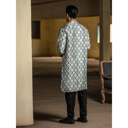PS Men by Payal Singhal Blue Kurta with Black Churidar - Set of 2