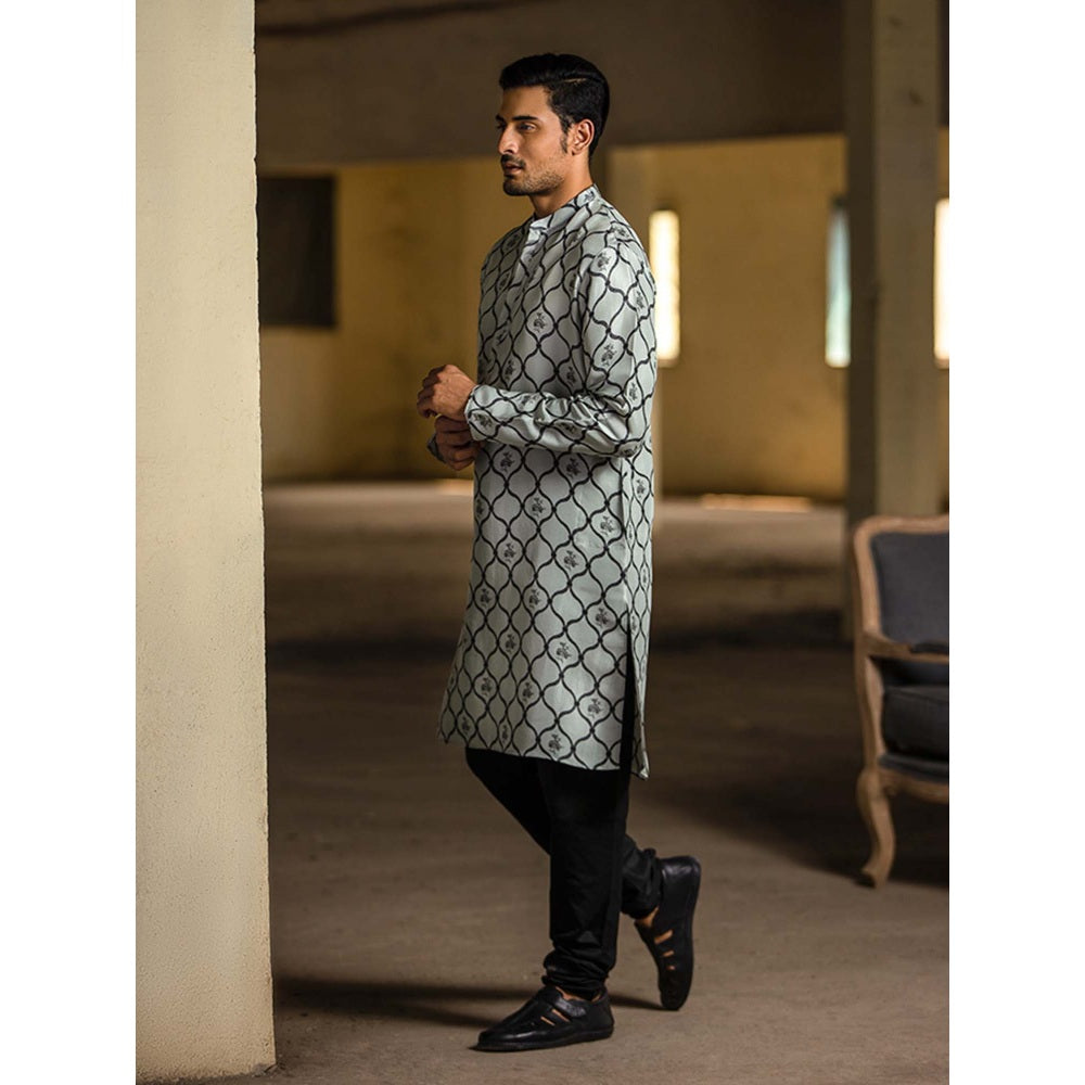 PS Men by Payal Singhal Blue Kurta with Black Churidar - Set of 2