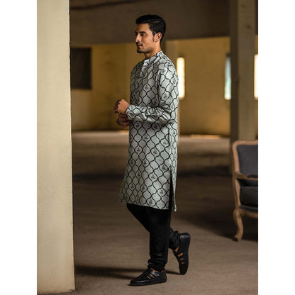 PS Men by Payal Singhal Blue Kurta with Black Churidar - Set of 2