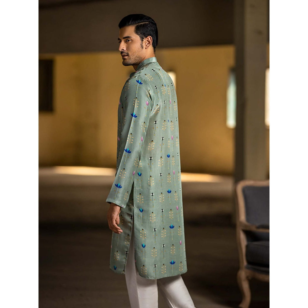 Ps Men By Payal Singhal Mint Kurta With Off White Churidar - Set Of 2