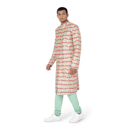 PS Men by Payal Singhal Coral Sherwani and Mint Churidar - Set of 2
