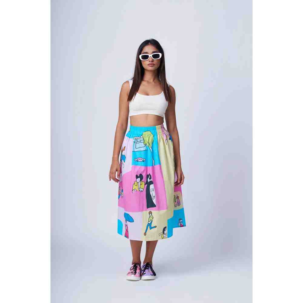 RadhaRaman Multi-Color Around The City Skirt