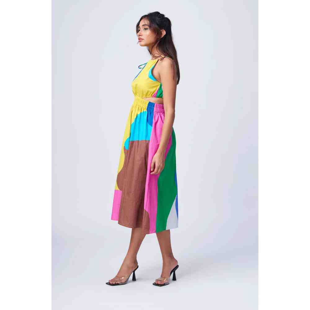 RadhaRaman Multi-Color New Town Cut Out Midi Dress