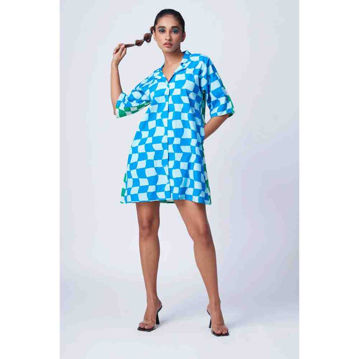 RadhaRaman Blue Land & Sky Shirt Dress