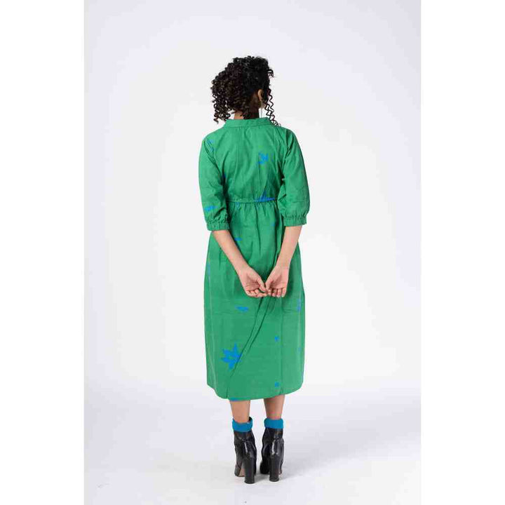 RadhaRaman Green Blossom Midi Dress