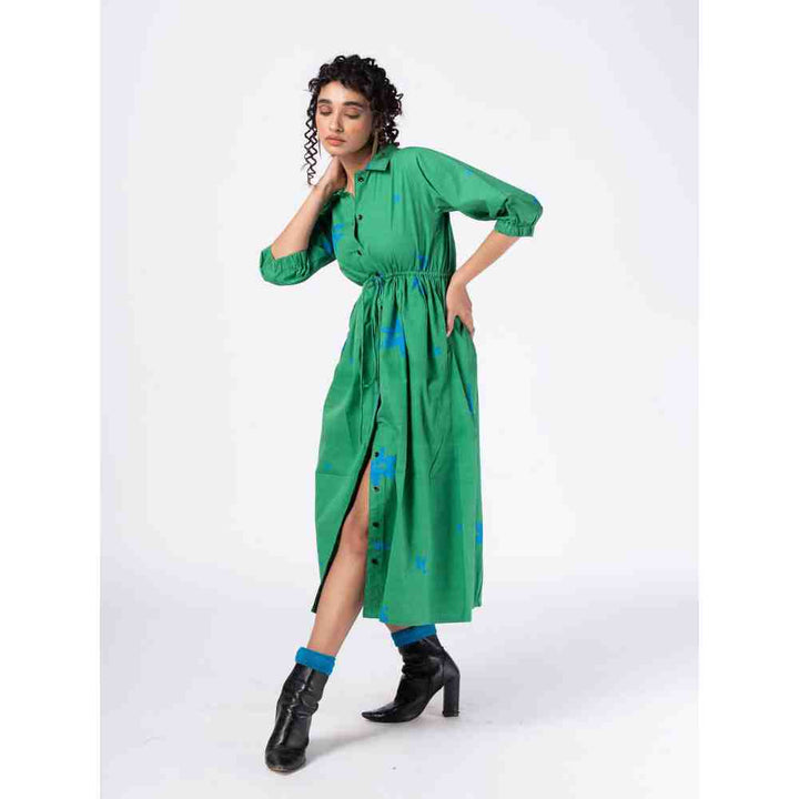 RadhaRaman Green Blossom Midi Dress