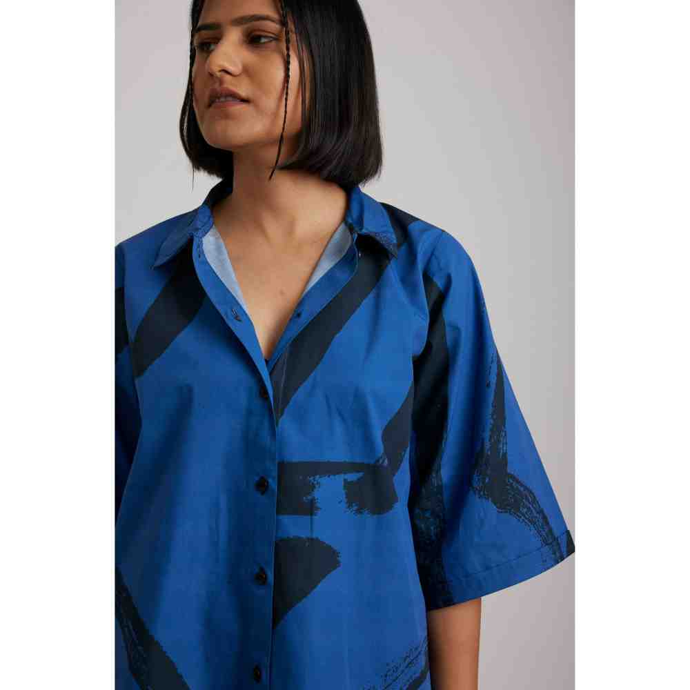 RadhaRaman Black the Blue Shirt Dress