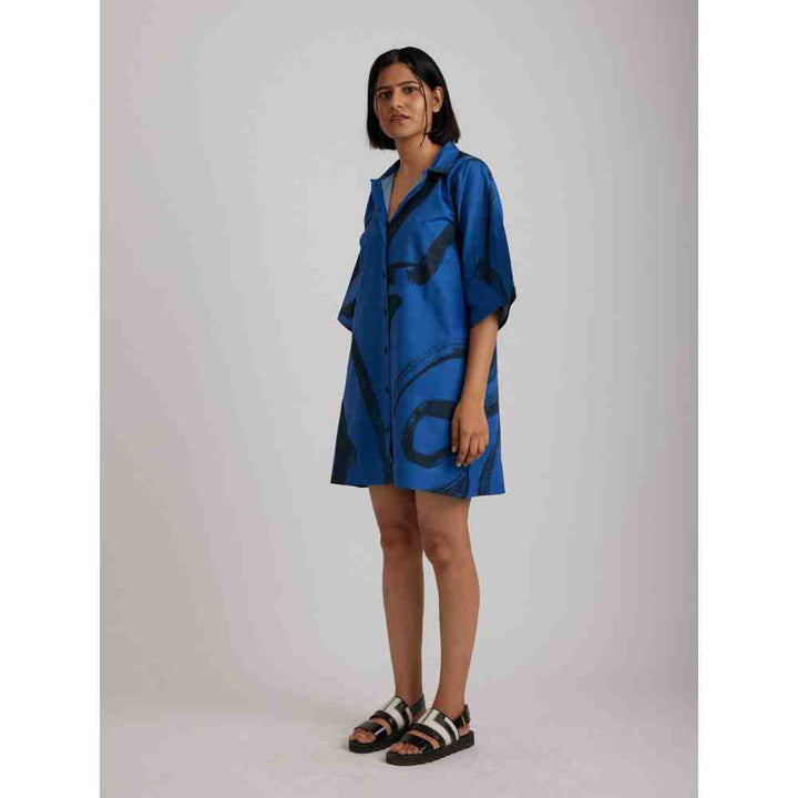 RadhaRaman Black the Blue Shirt Dress