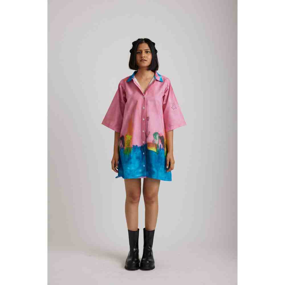 RadhaRaman Pink City Shirt Dress