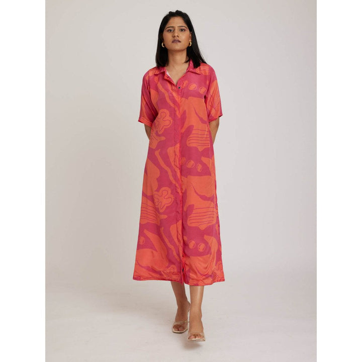 RadhaRaman Poppy California Rust Long Shirt Dress