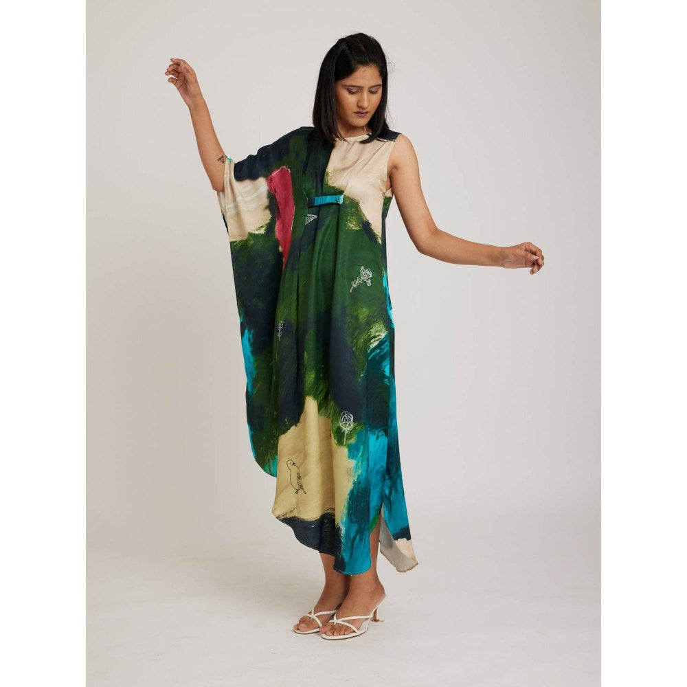RadhaRaman Bird of Paradise Multi Color High Low Dress