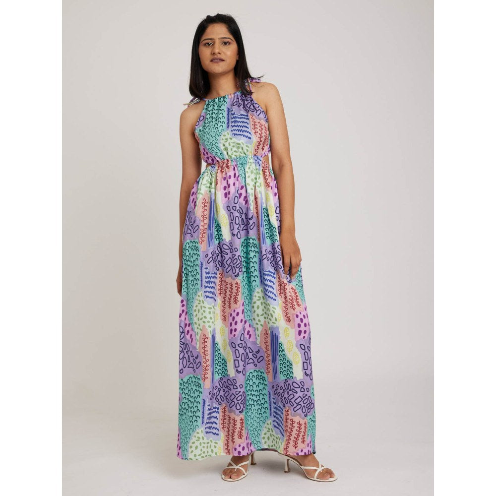 RadhaRaman Crystal Multi Color Cut Out Maxi Dress