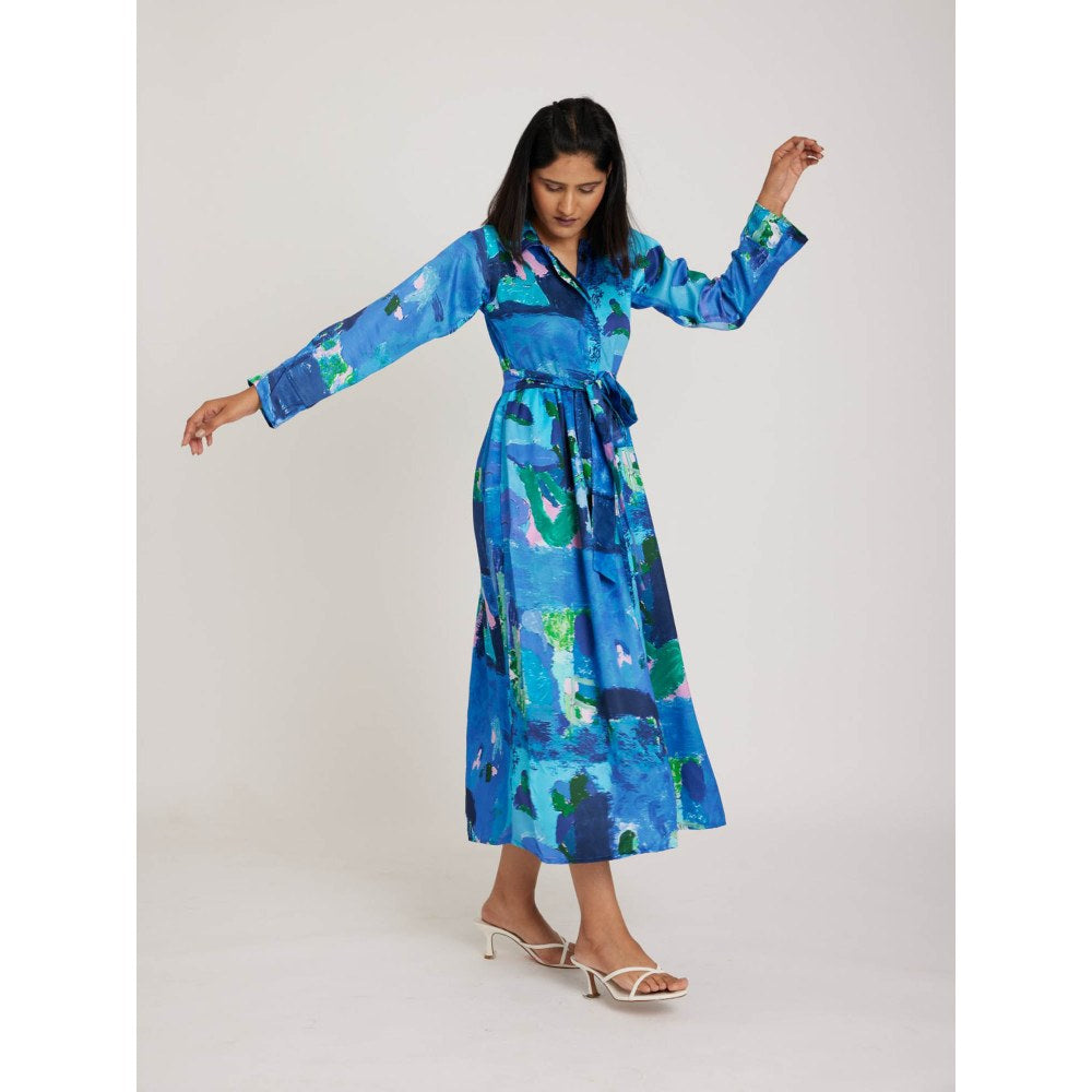 RadhaRaman Homecoming Multi Color Midi Dress With Belt (Set of 2)