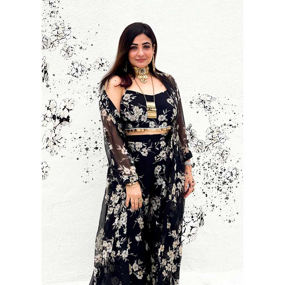 RAISHAA Orchid Cape Blouse Pant Set