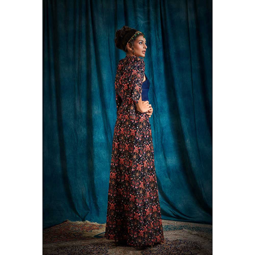 RAISHAA Navy Meadow Lehenga (Set of 3)