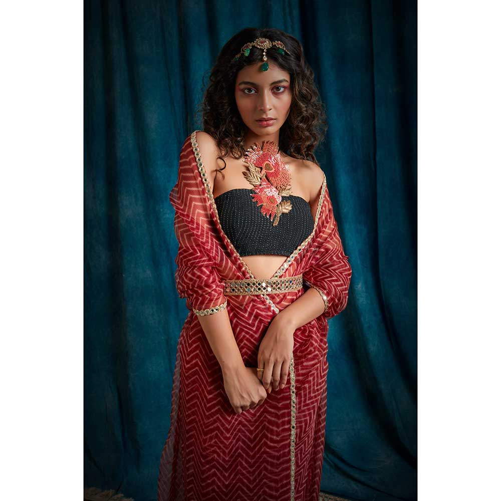 RAISHAA Black Fleur Halter Blouse