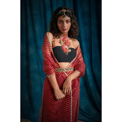 RAISHAA Black Fleur Halter Blouse