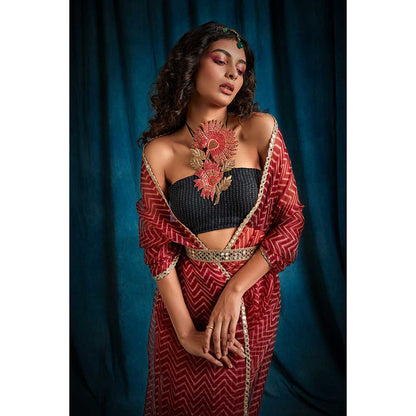 RAISHAA Black Fleur Halter Blouse