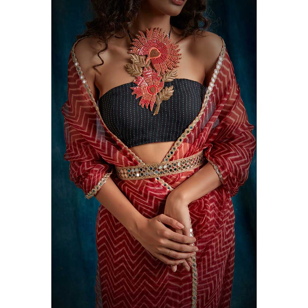 RAISHAA Black Fleur Halter Blouse