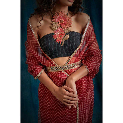 RAISHAA Black Fleur Halter Blouse