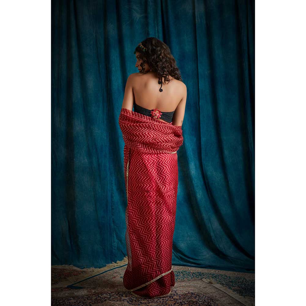 RAISHAA Black Fleur Halter Blouse