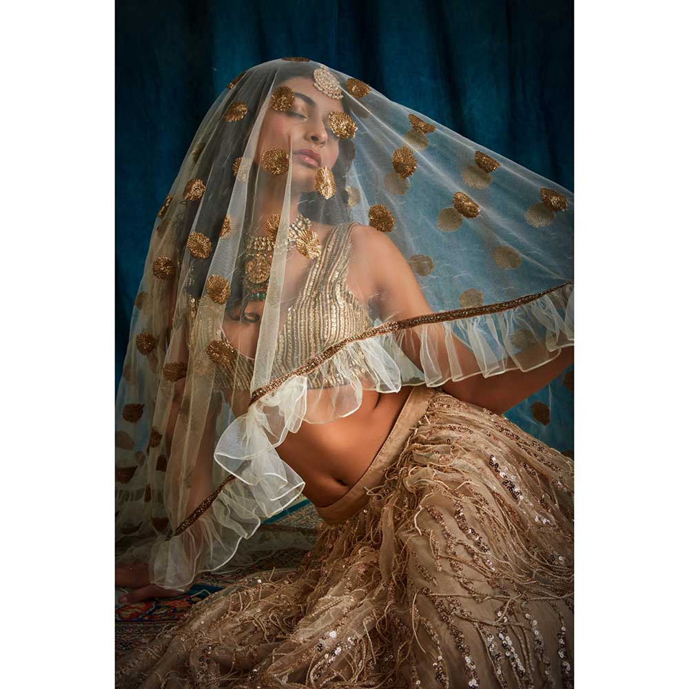 RAISHAA Sunehra Sequin Lehenga (Set of 3)