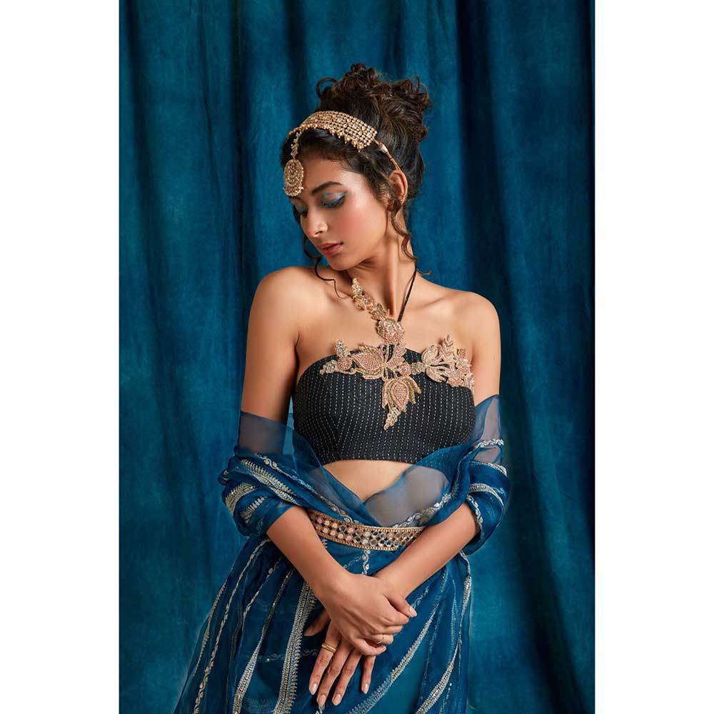 RAISHAA Black Bloom Halter Blouse