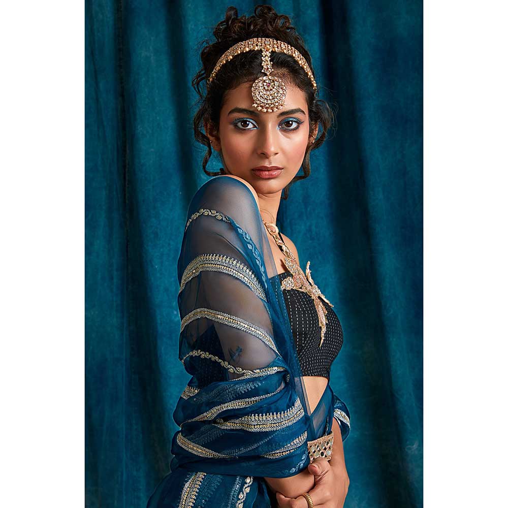 RAISHAA Black Bloom Halter Blouse