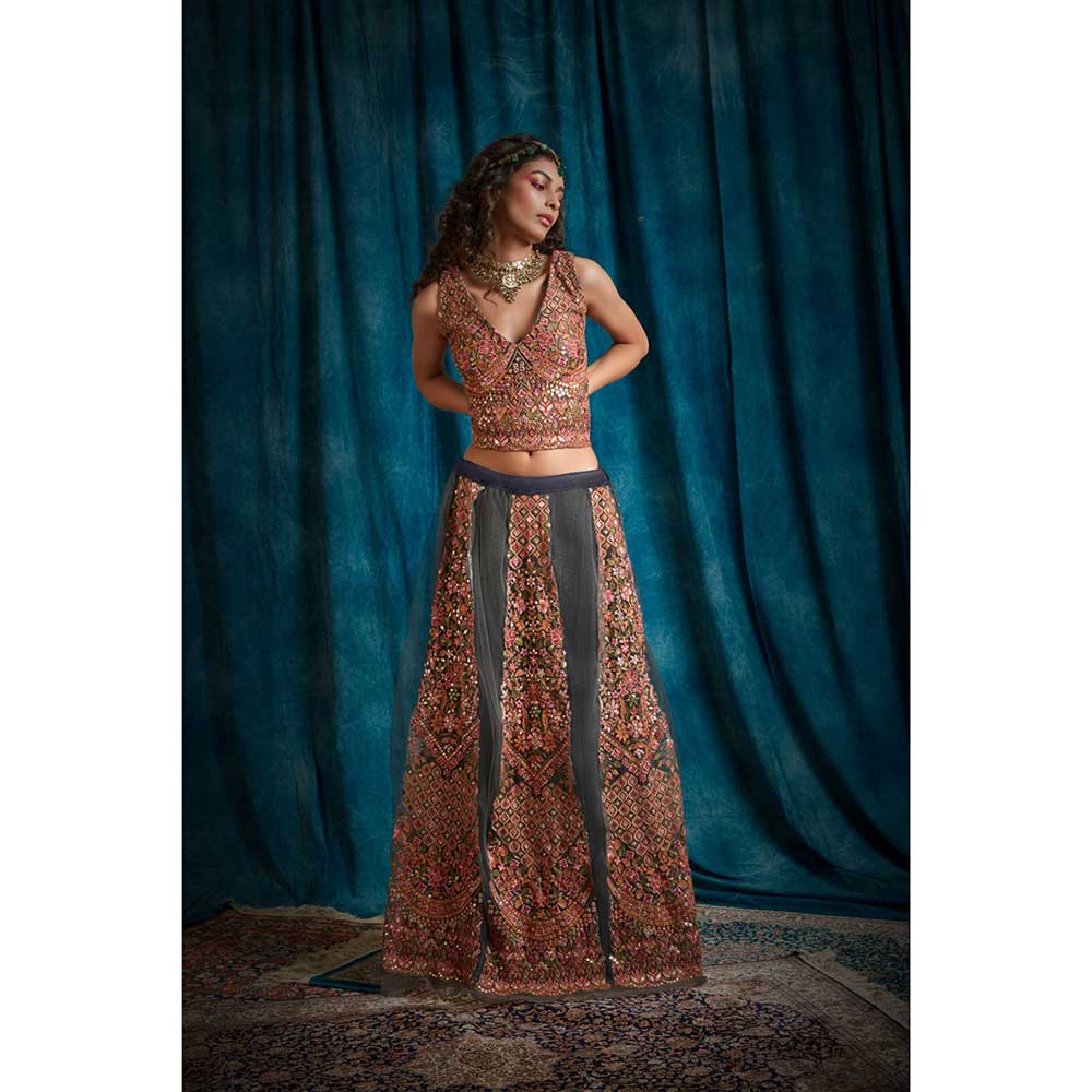 RAISHAA Grey Minerva Lehenga with Blouse (Set of 2)