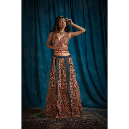 RAISHAA Grey Minerva Lehenga with Blouse (Set of 2)