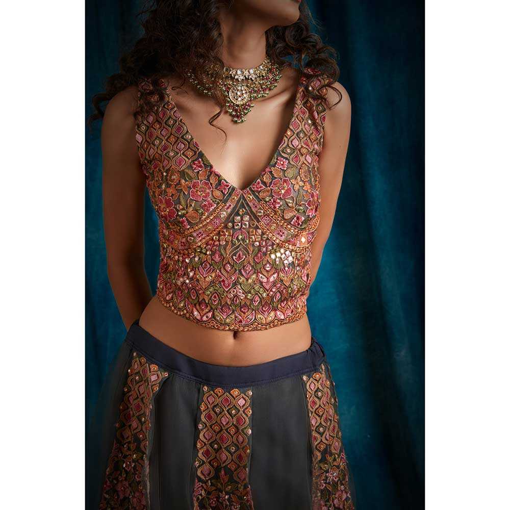 RAISHAA Grey Minerva Lehenga with Blouse (Set of 2)