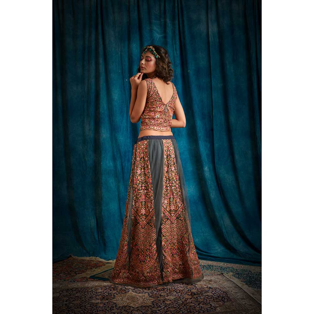 RAISHAA Grey Minerva Lehenga with Blouse (Set of 2)