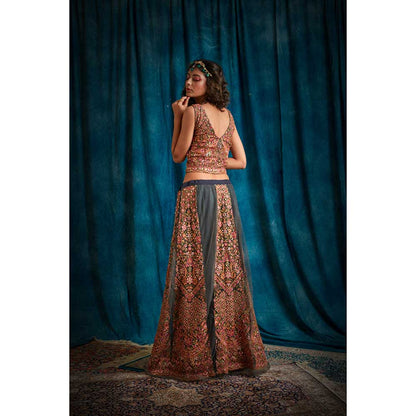 RAISHAA Grey Minerva Lehenga with Blouse (Set of 2)