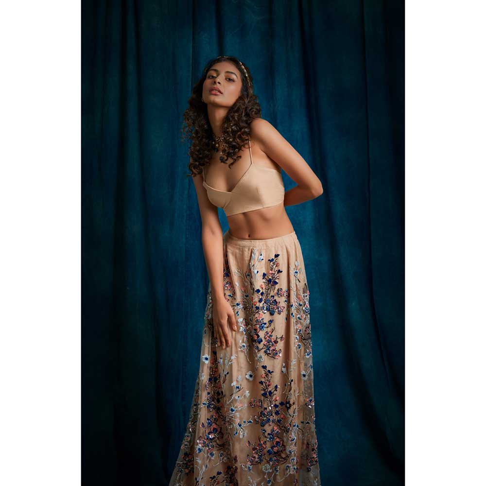 RAISHAA Beige Diana Lehenga with Blouse (Set of 2)