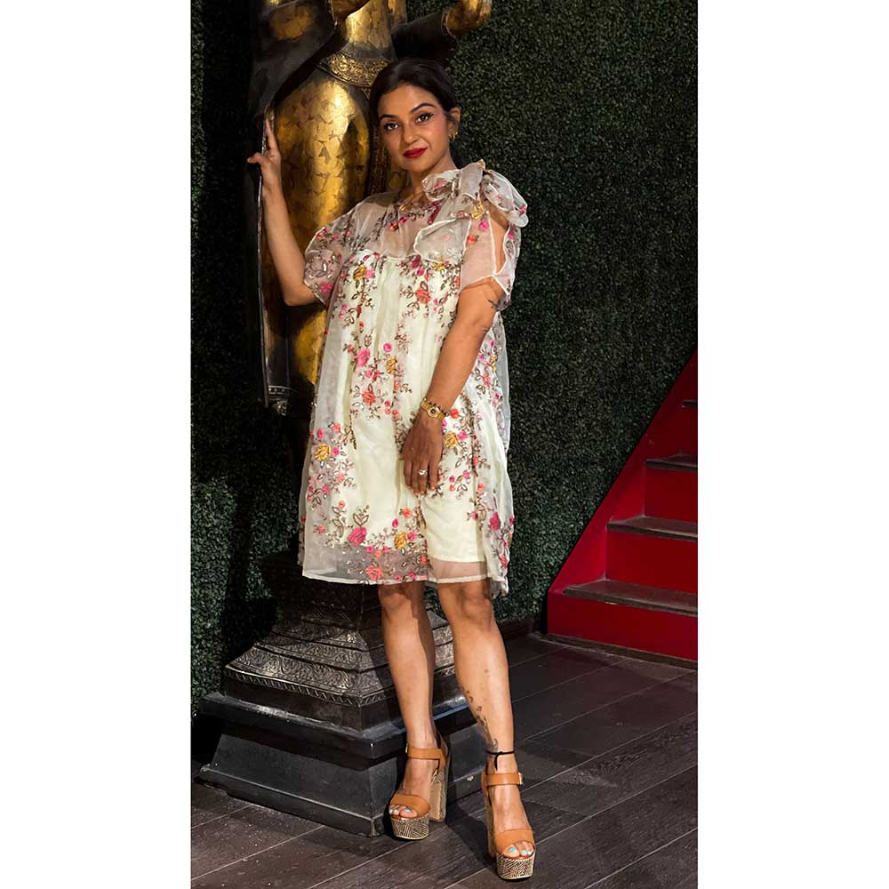 RAISHAA Multi-Colour English Rose Dress With Slip