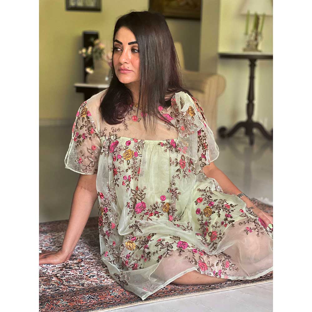 RAISHAA Multi-Colour English Rose Dress With Slip