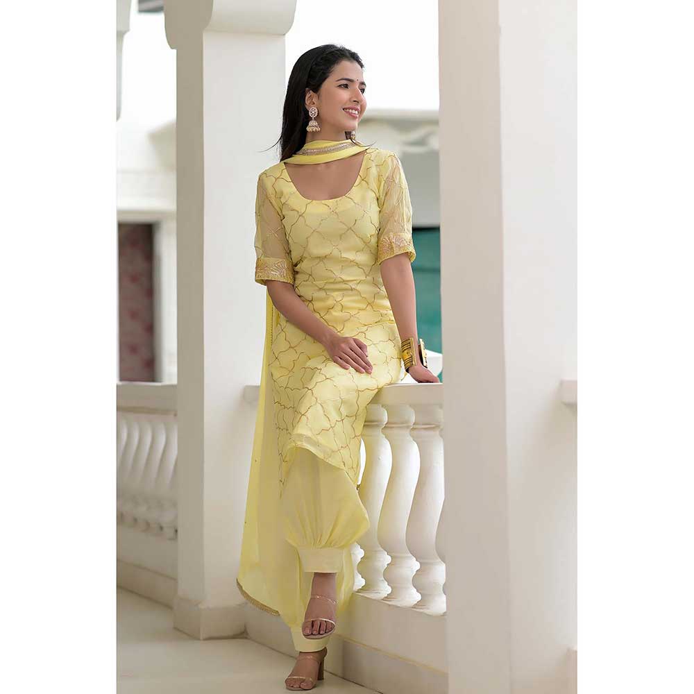 Rangpur Yellow Gota Suit - Set of 3