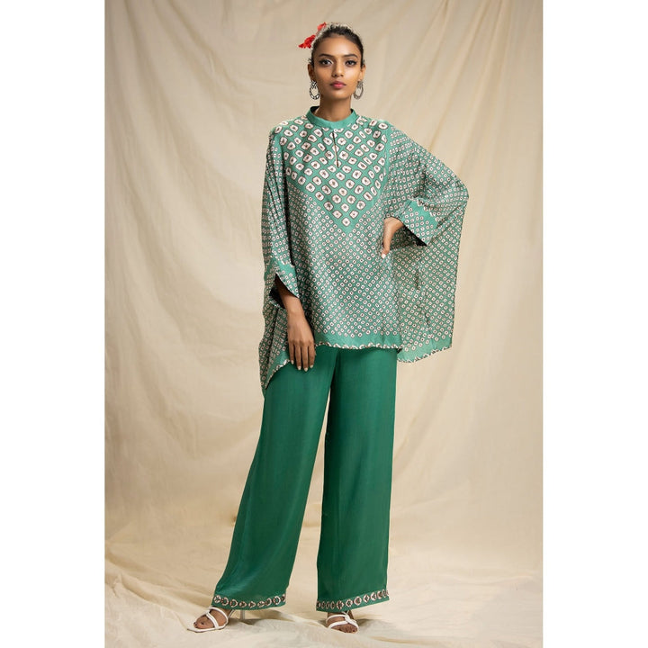Rajdeep Ranawat Dibbia Chanel Green Tunic With Palazzo (Set of 2)