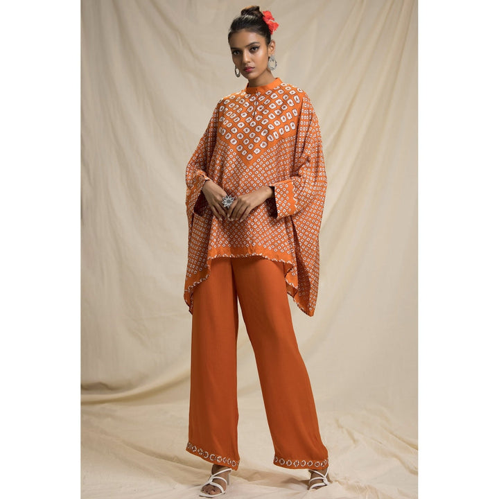 Rajdeep Ranawat Dibbia Chanel Orange Tunic With Palazzo (Set of 2)