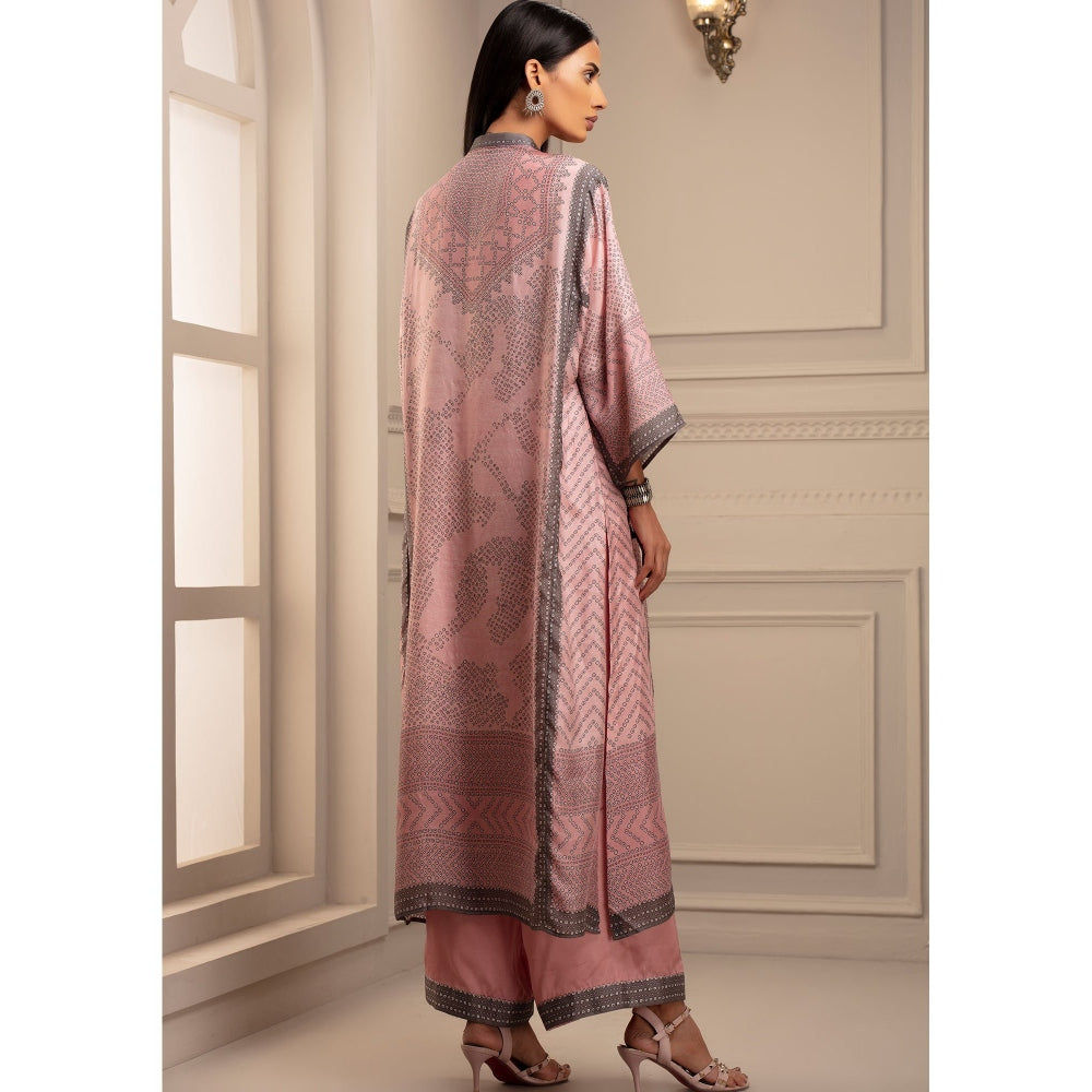 Rajdeep Ranawat Beendi Ghazala Pink Tunic With Palazzo & Stole (Set of 3)